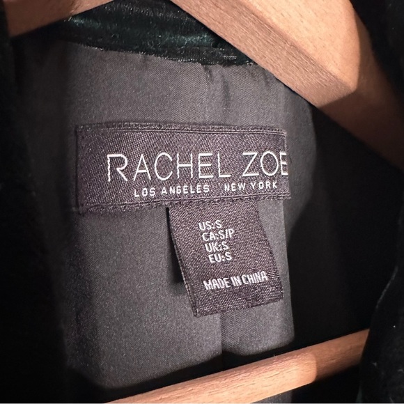 Rachel Zoe | Emerald Green Velvet Double Breasted Gold Buttons Blazer Size Small - Picture 7 of 8